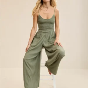 At The Barre Smocked Jumpsuit